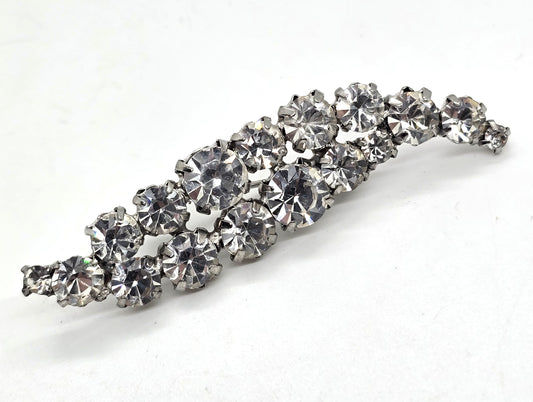 Clear vintage long rhinestone MCM atomic scatter brooch