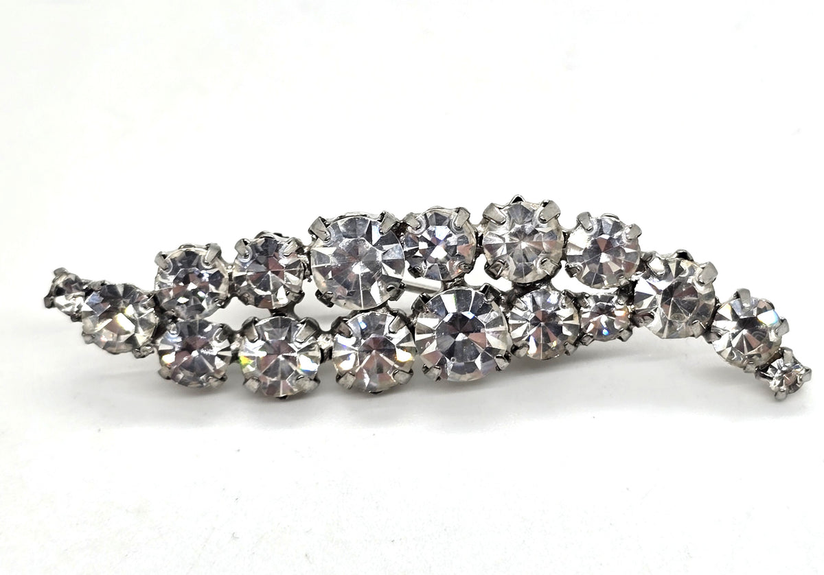 Clear vintage long rhinestone MCM atomic scatter brooch