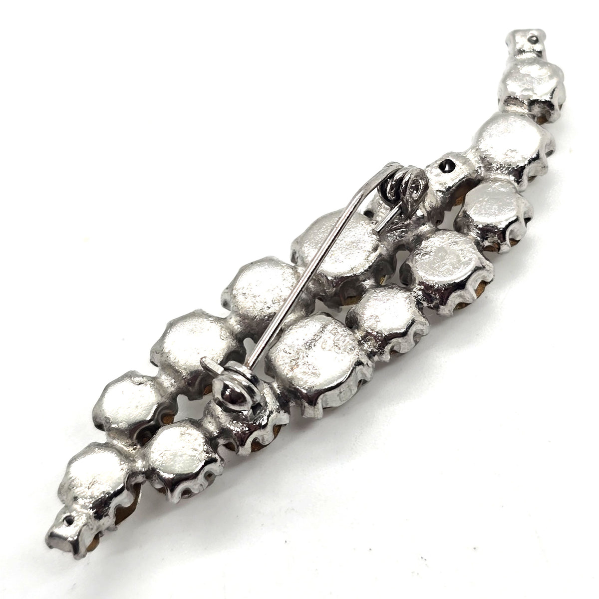 Clear vintage long rhinestone MCM atomic scatter brooch