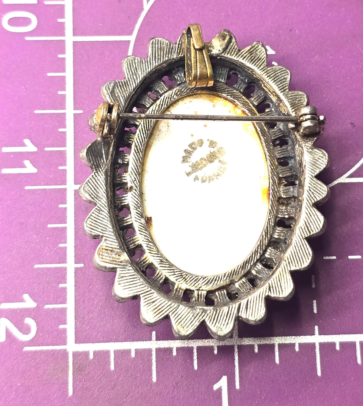 Limoges Made in France Painted Porcelain Cameo Lady in Blue vintage pendant brooch