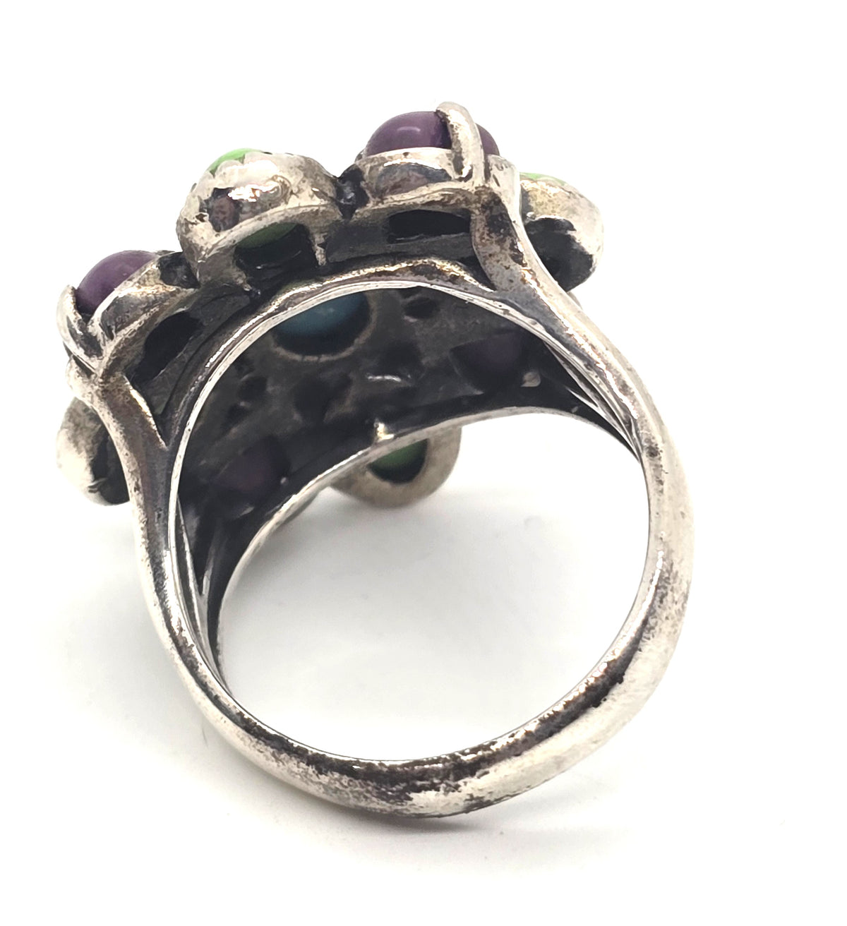 Relios Carolyn Pollak Turquoise Purple Agate Gaspeite sterling silver ring size 9