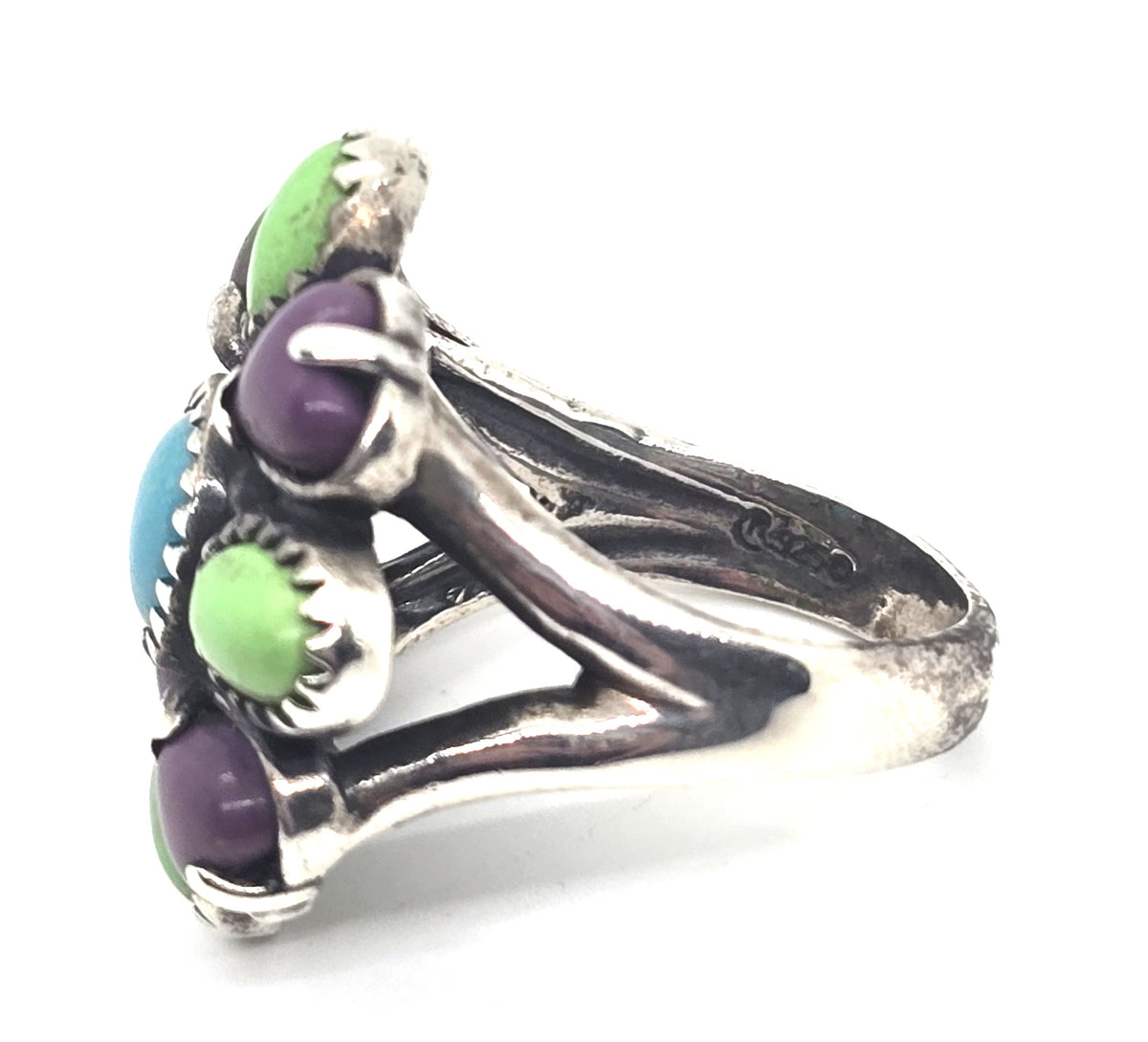 Relios Carolyn Pollak Turquoise Purple Agate Gaspeite sterling silver ring size 9