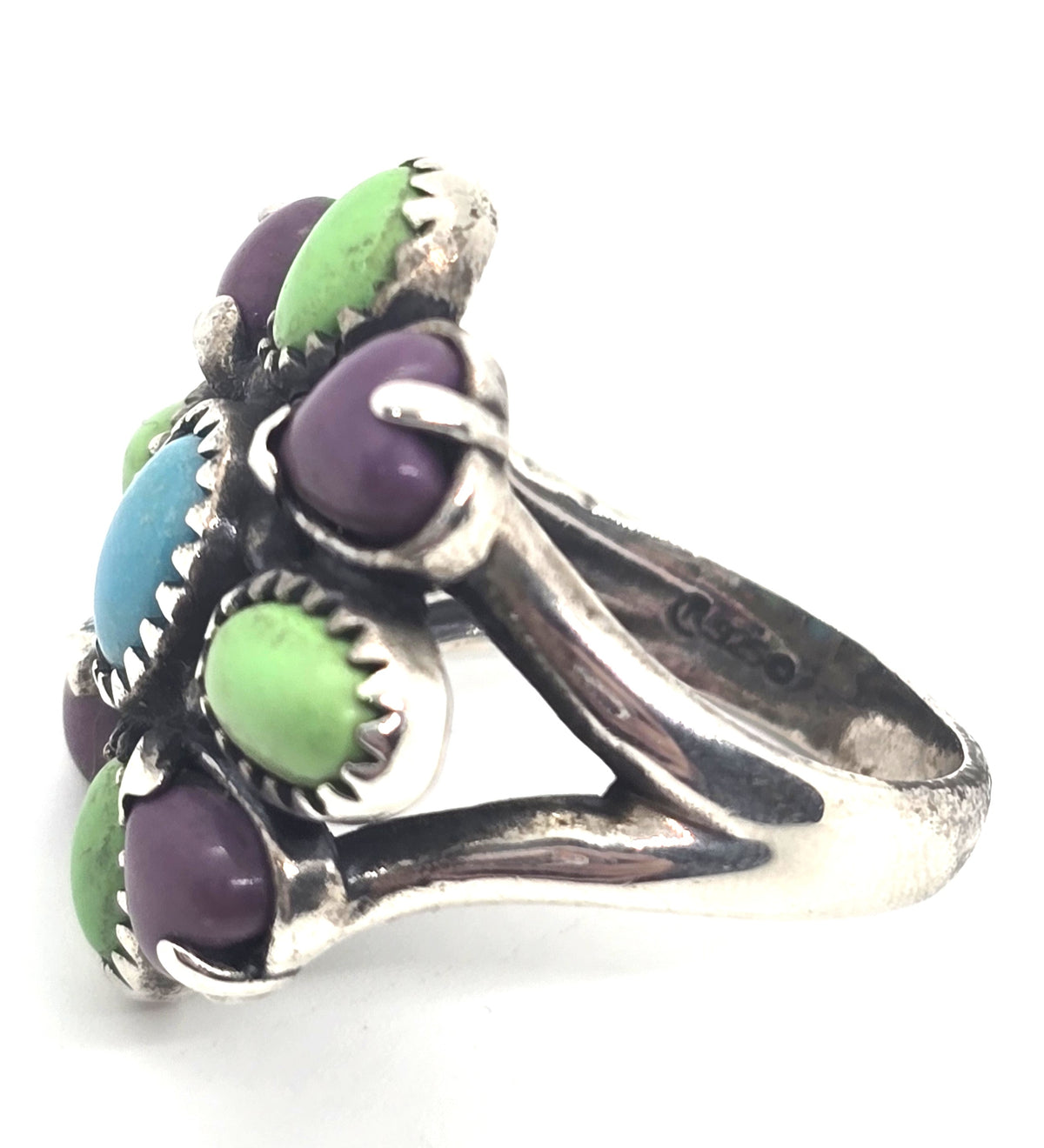 Relios Carolyn Pollak Turquoise Purple Agate Gaspeite sterling silver ring size 9