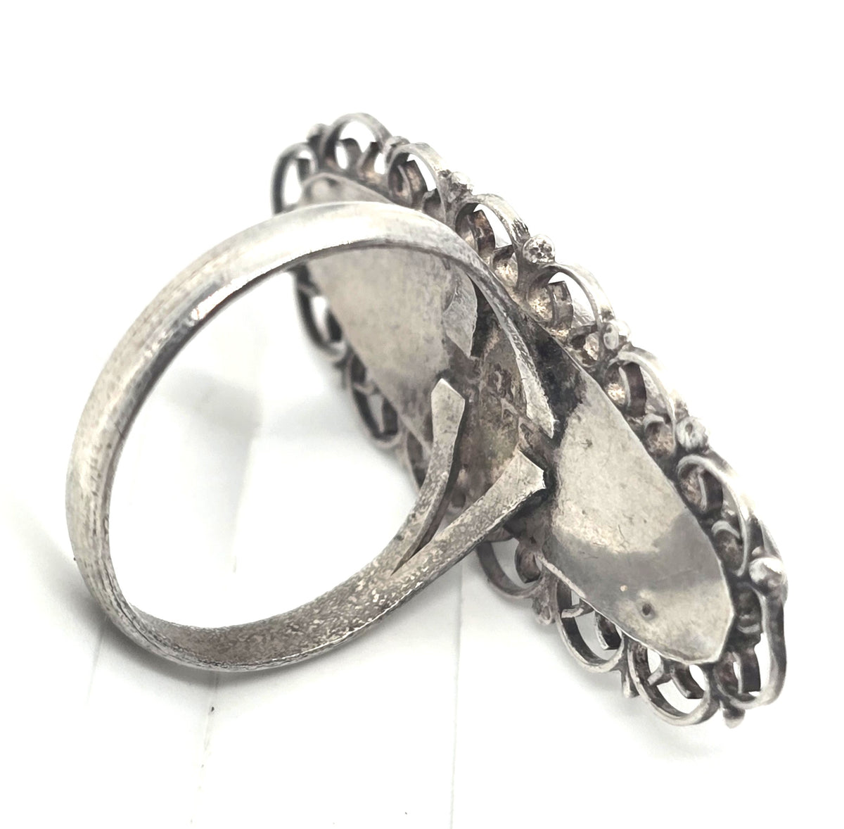 Southwestern Dyed Howlite gemstone vintage filigree sterling silver ring size 7