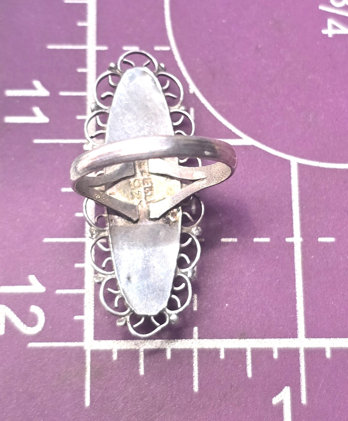 Southwestern Dyed Howlite gemstone vintage filigree sterling silver ring size 7