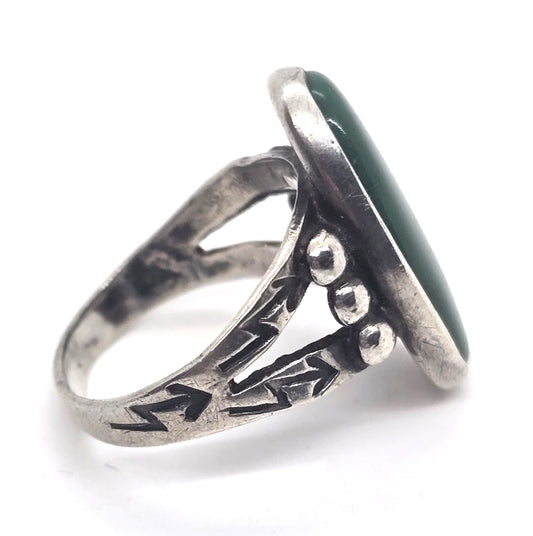 Turquoise Native American vintage sterling silver stamped split shank ring size 4075