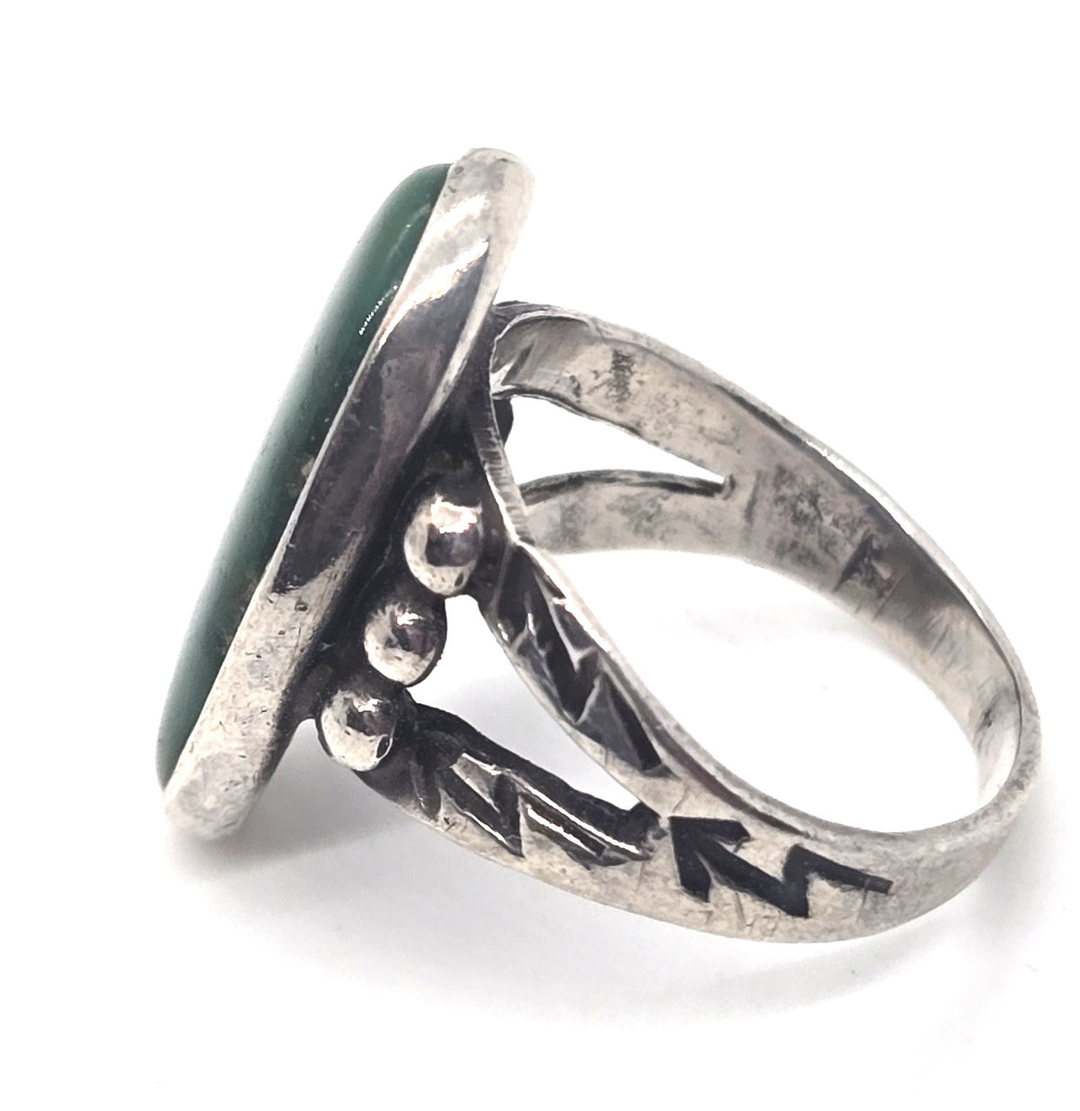Turquoise Native American vintage sterling silver stamped split shank ring size 4075
