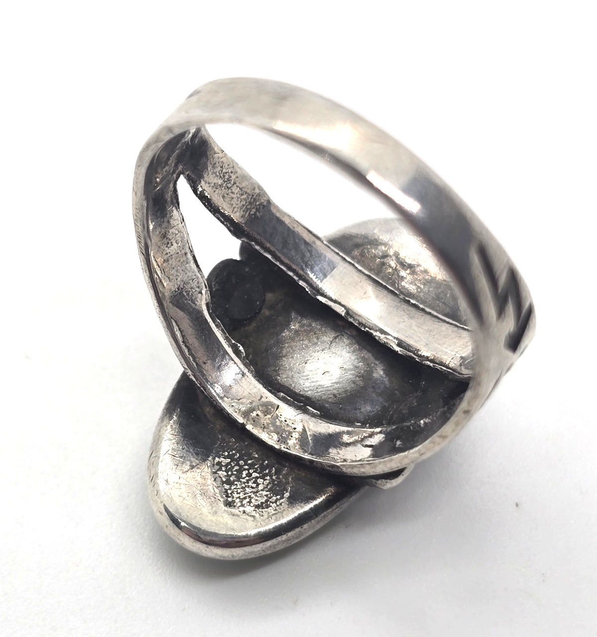 Turquoise Native American vintage sterling silver stamped split shank ring size 4075
