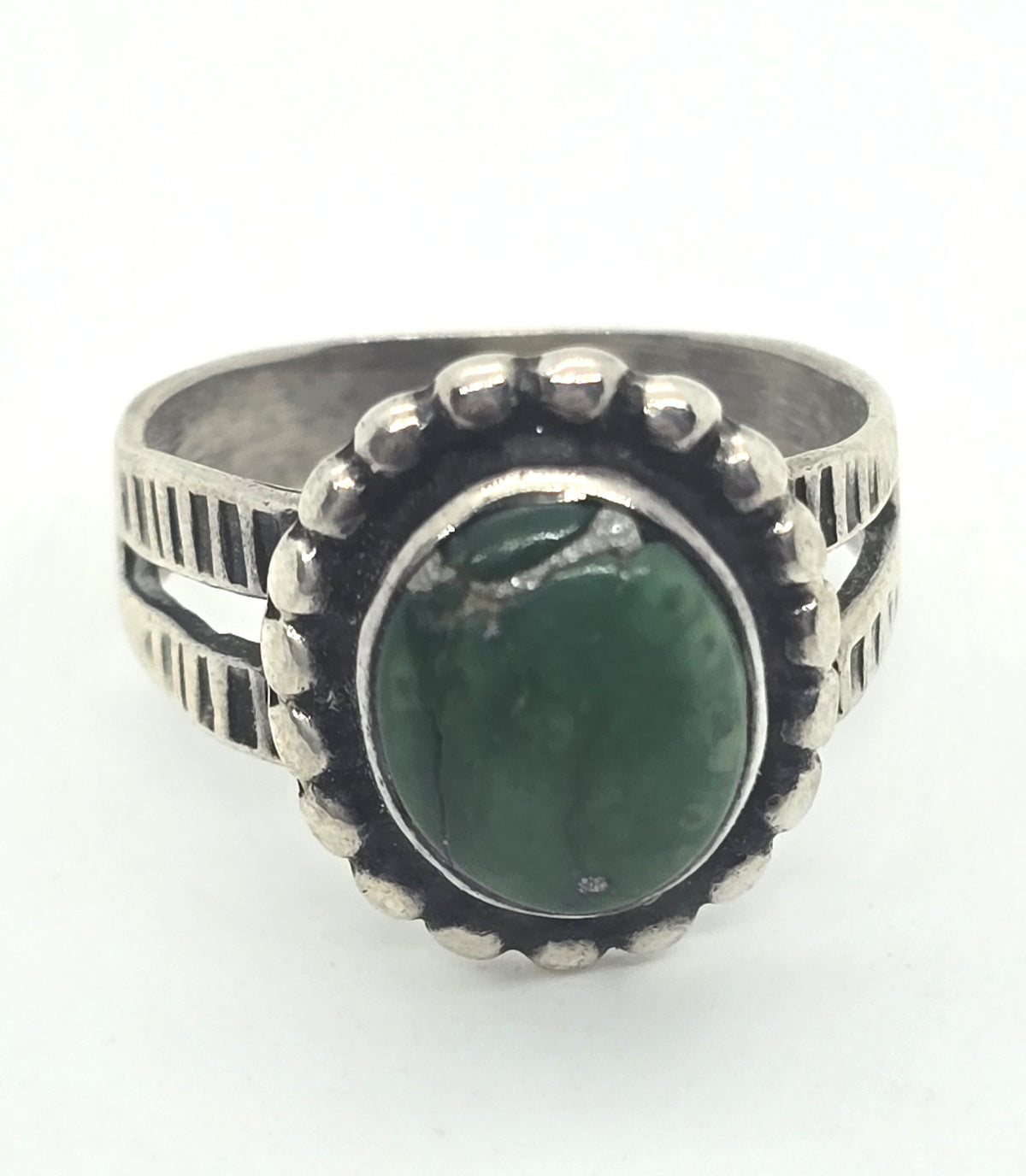 Turquoise Native American vintage sterling silver stamped split shank ring size 4.5