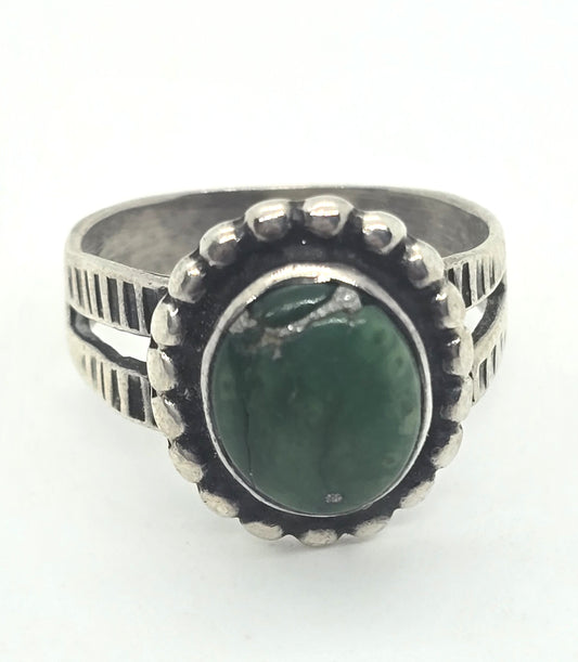 Turquoise Native American vintage sterling silver stamped split shank ring size 4.5