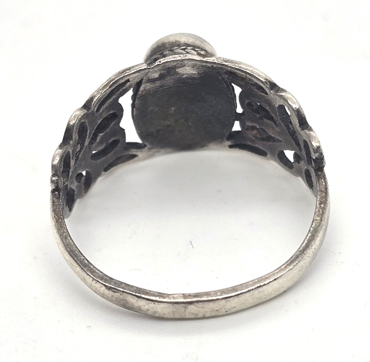 Southwestern Mother of Pearl filigree vintage sterling silver ring size 5