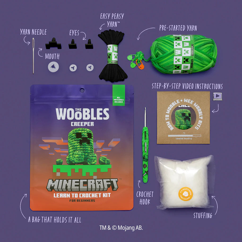 The Woobles Minecraft Creeper Crochet Kit