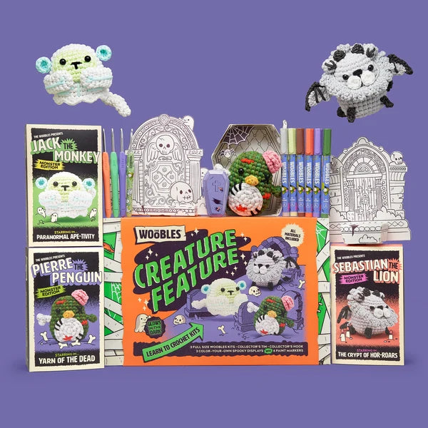The Woobles Creature Feature Box Halloween crochet 3 pack display kit *coming soon*