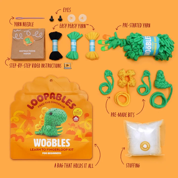The Woobles Fred the Dino Loopables Kit Hand loop Crochet