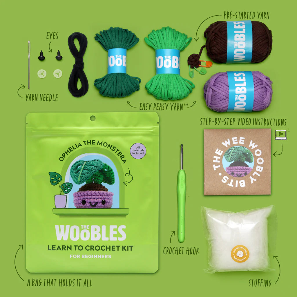 The Woobles Ophelia the Monstera Plant Crochet Kit