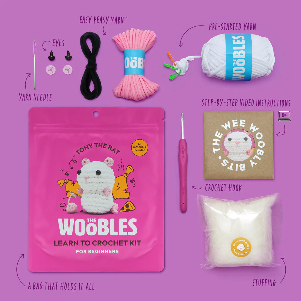 The Woobles Tony the Rat Beginners Crochet Kit