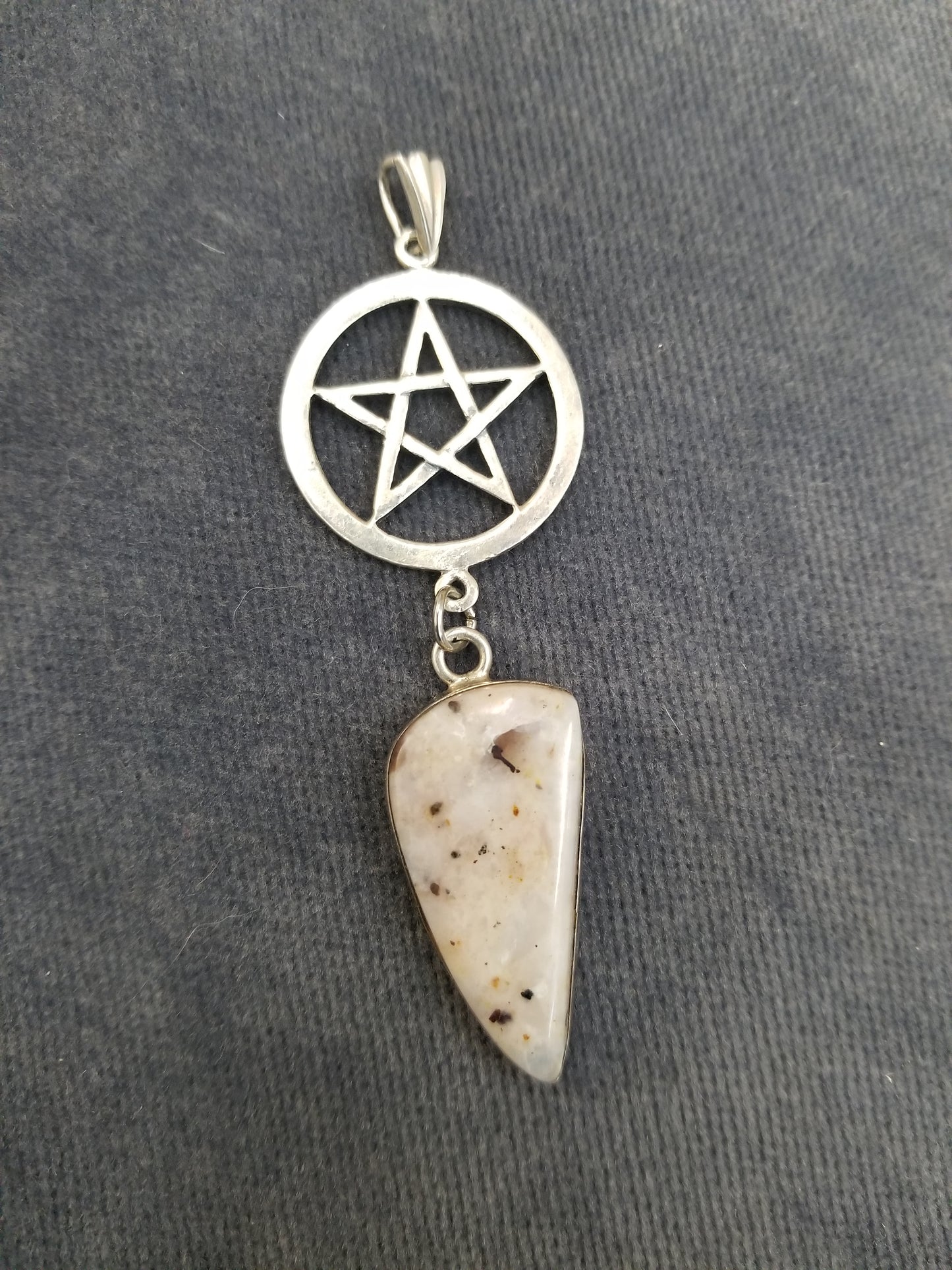 Pentacle and Jasper sterling silver Pagan pendant