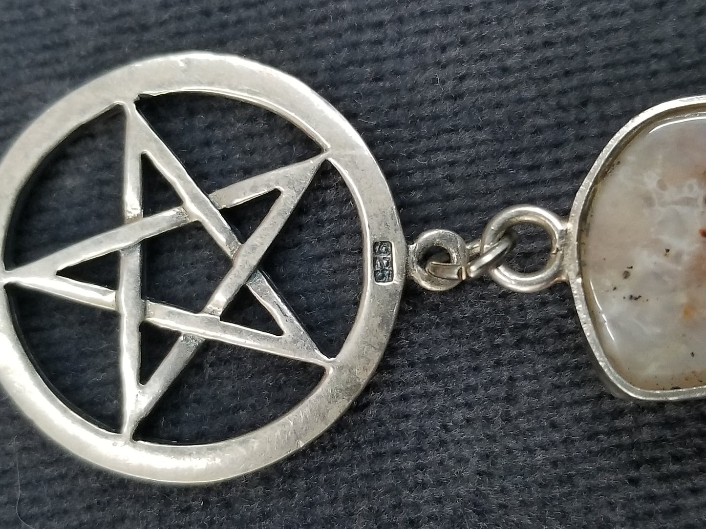 Pentacle and Jasper sterling silver Pagan pendant