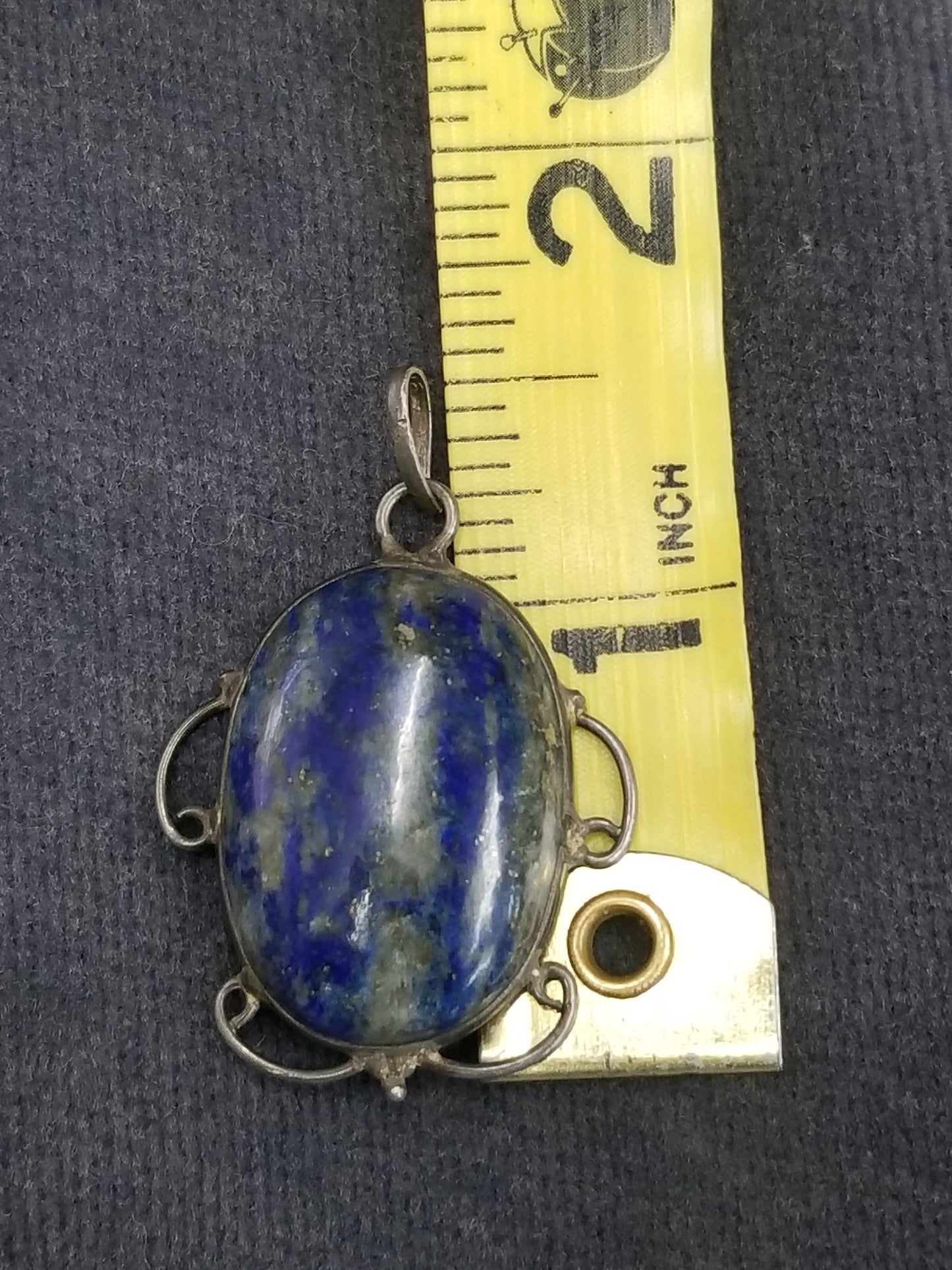 Lapis Lazuli sterling silver filigree framework pendant