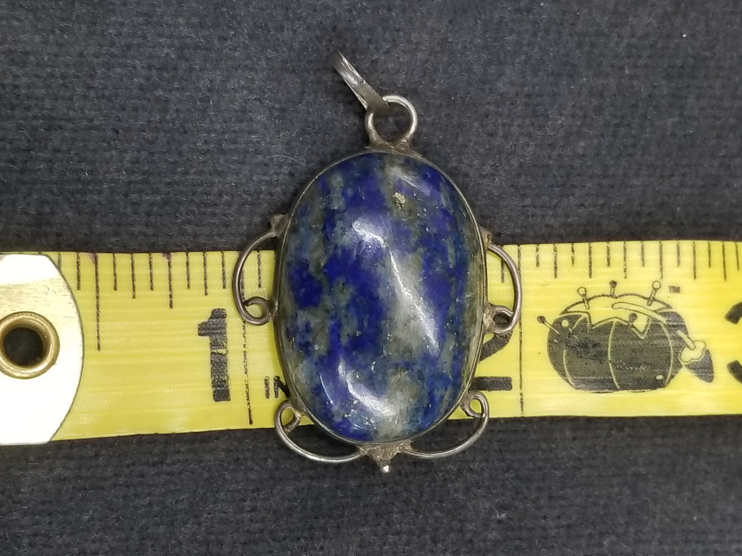 Lapis Lazuli sterling silver filigree framework pendant