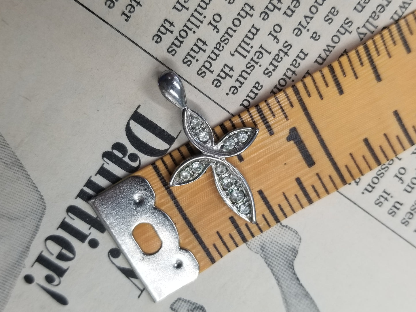Sterling silver cubic zirconia pave set cross pendant
