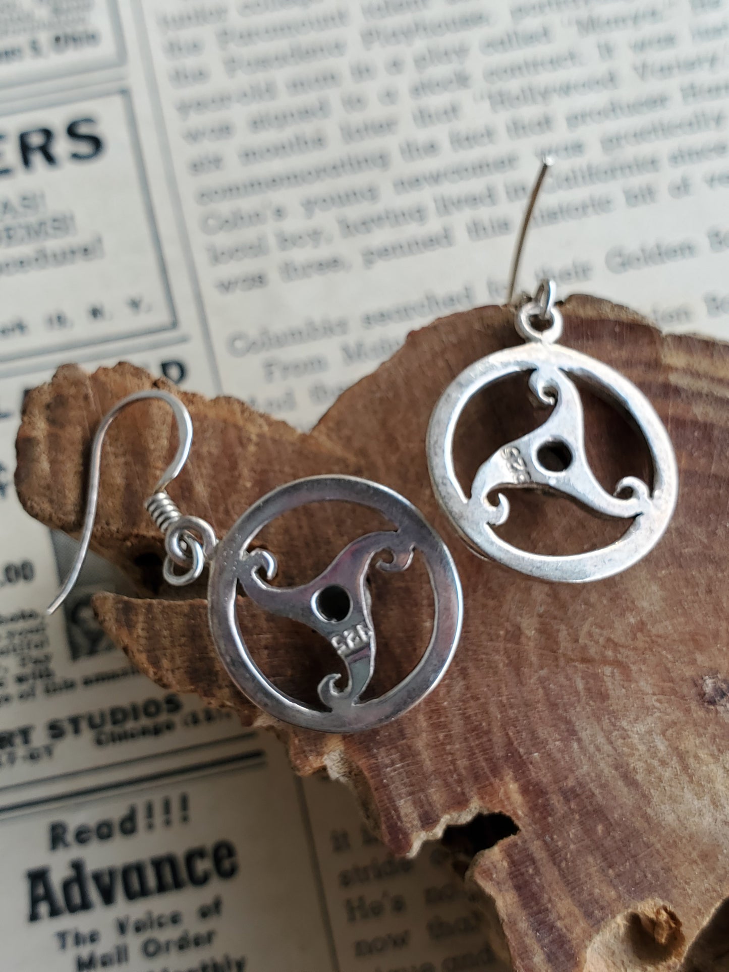 Celtic knot Labradorite Triskele Triple Spiral Triskelion sterling silver earrings