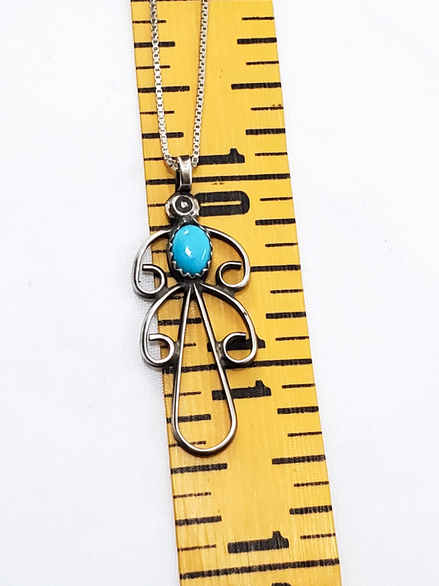 Navajo turquoise sterling silver Native American turquoise bird pendant necklace 925