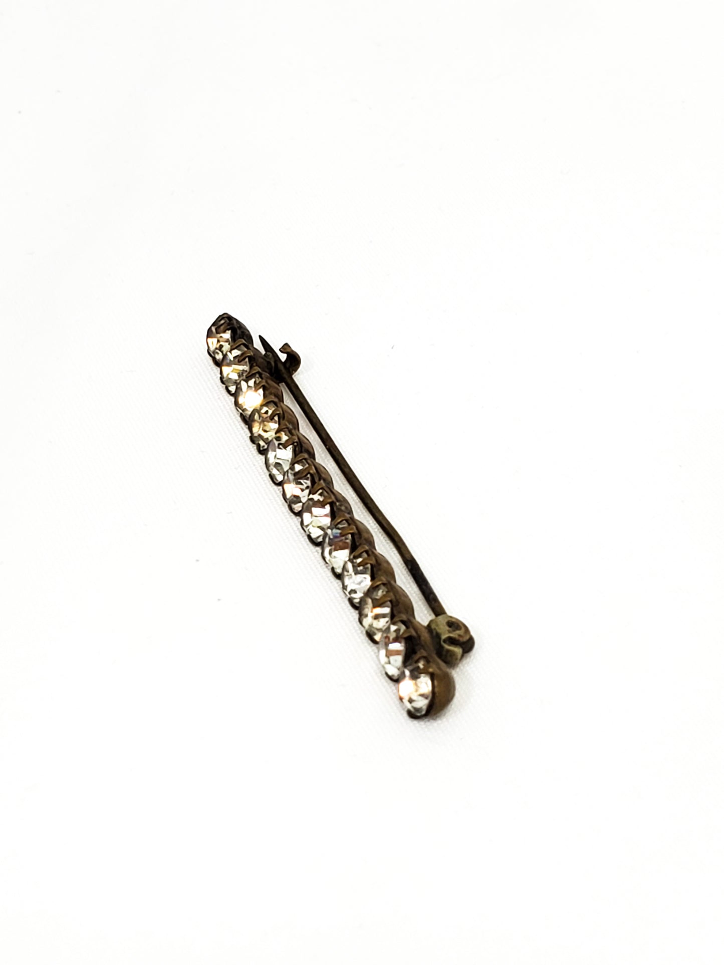 Victorian clear rhinestone paste bar pin brooch