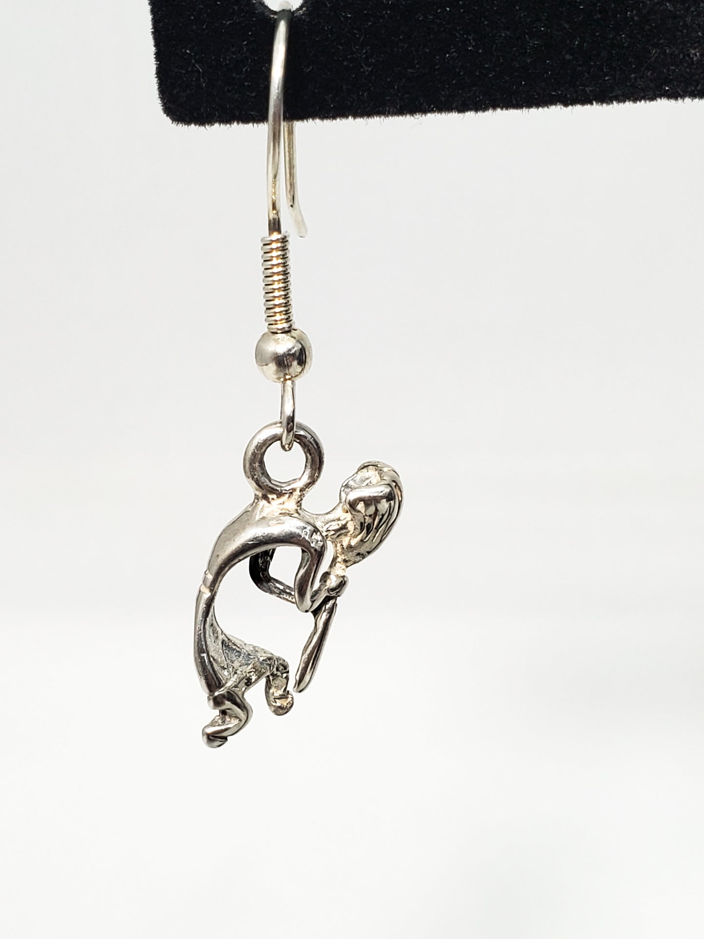 Vintage Native American Kokopelli dancer sterling silver drop earrings 925