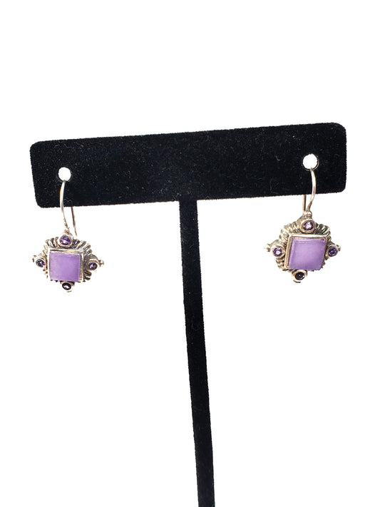 Vintage CNA purple stone sterling silver drop earrings