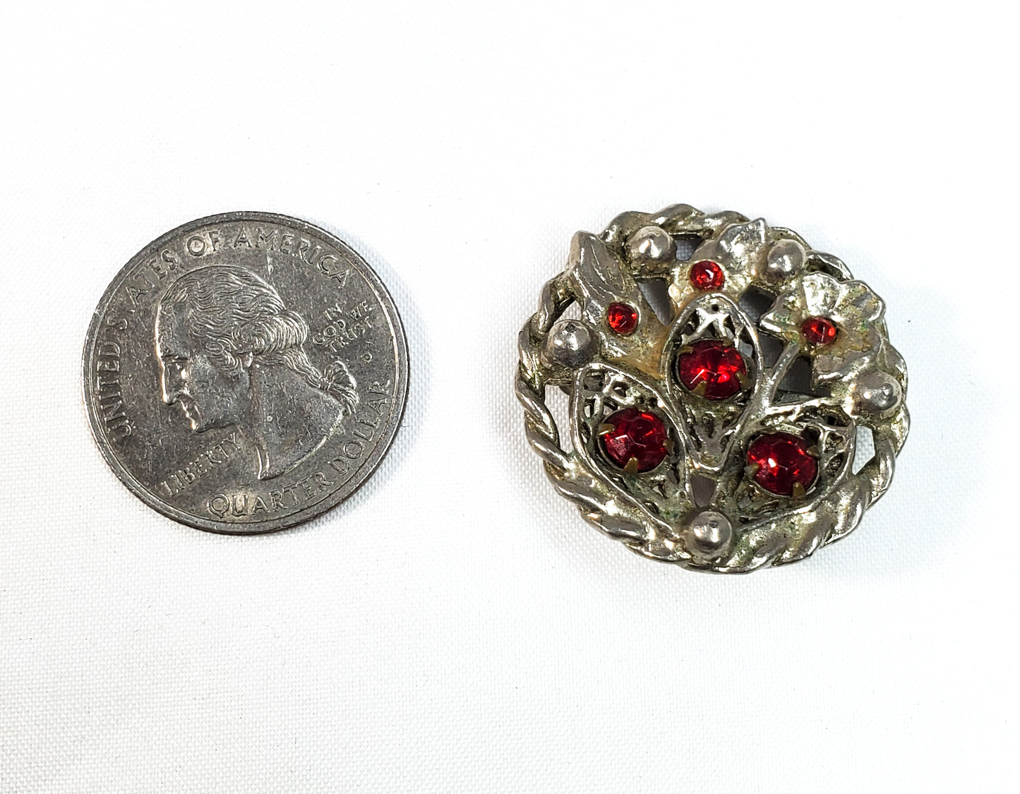 Art Nouveau Pot metal red paste 1920's antique brooch