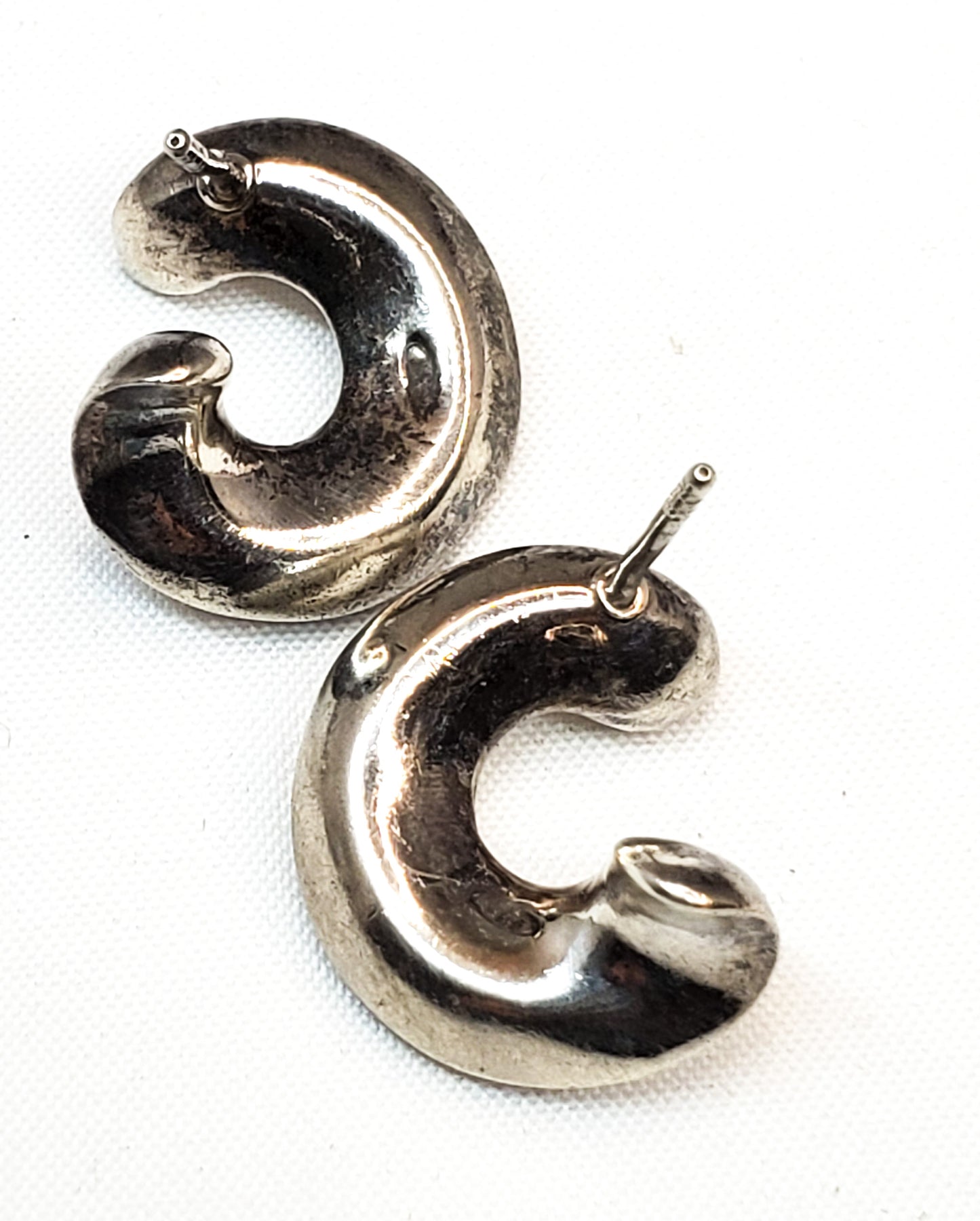 Abstract minimalist sterling silver twist vintage earrings 925