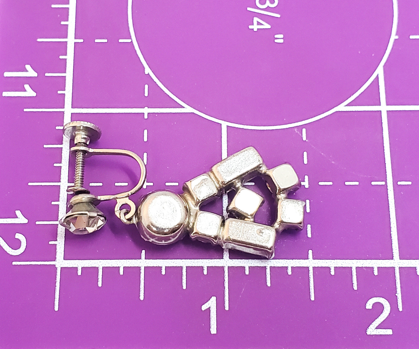 Clear teardrop rhinestone antique necklace and earring set demi parure screw back