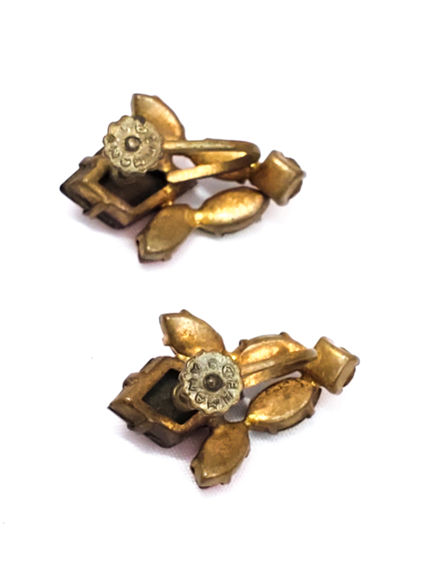 West Germany cut glass rhinestone vintage screw back earrings