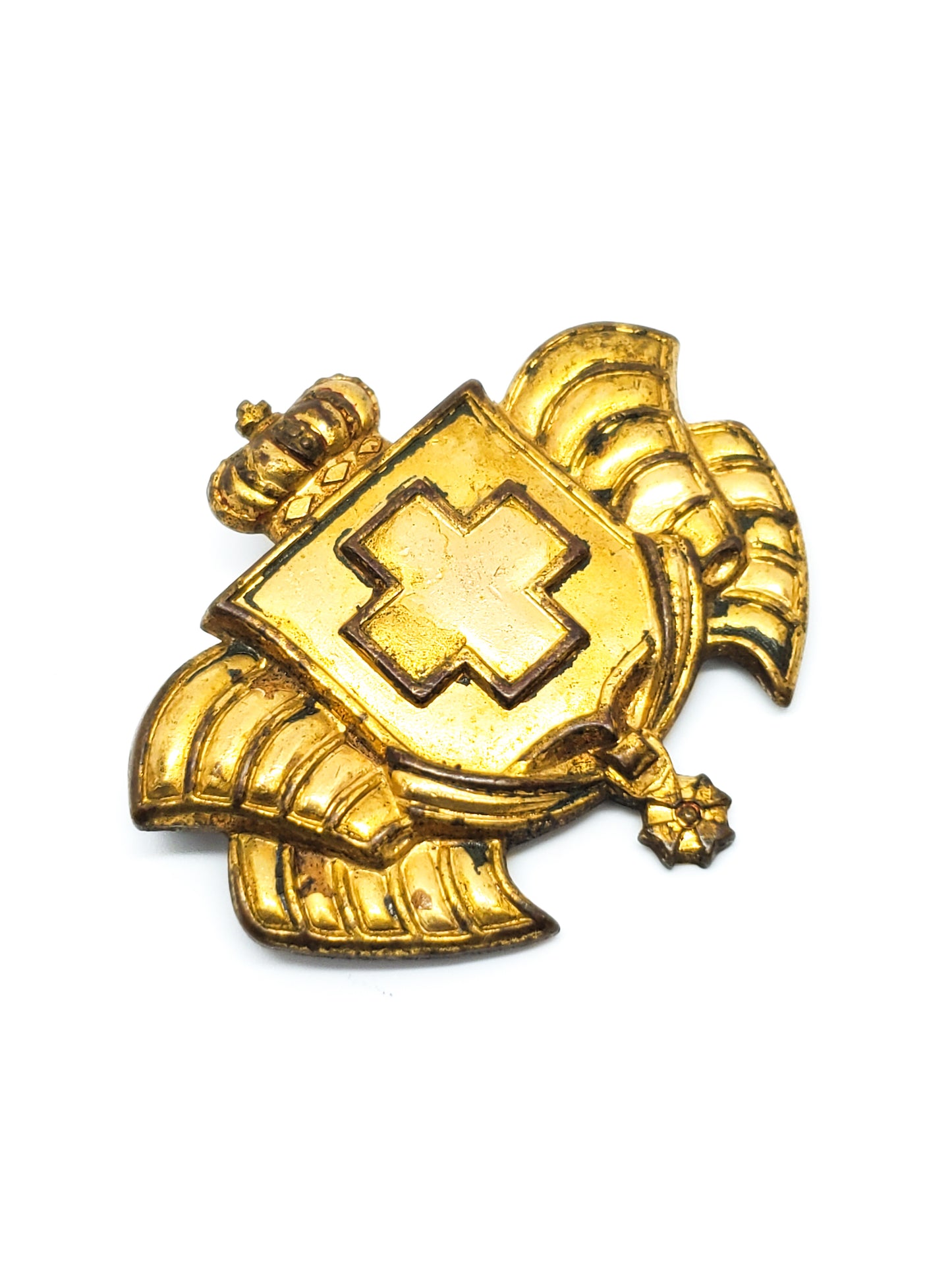 WWII Accessocraft Official Greek War Relief stamped vintage crest heraldic brooch pin