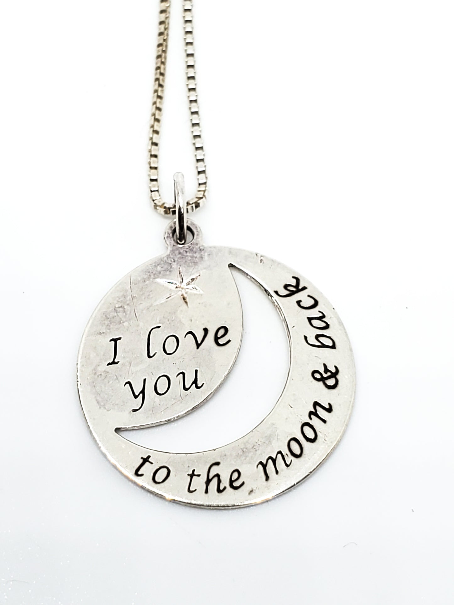 RJ Graziano I love you to the moon and back sterling silver pendant necklace 925