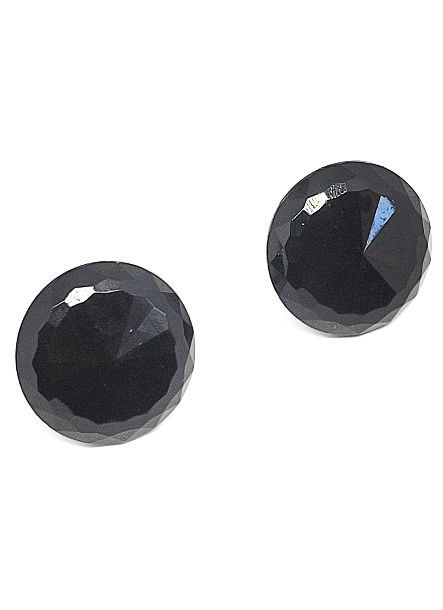 West Germany black faceted glass vintage screw back earrings
