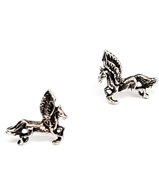Flying Pegasus sterling silver vintage winged horse earrings 925