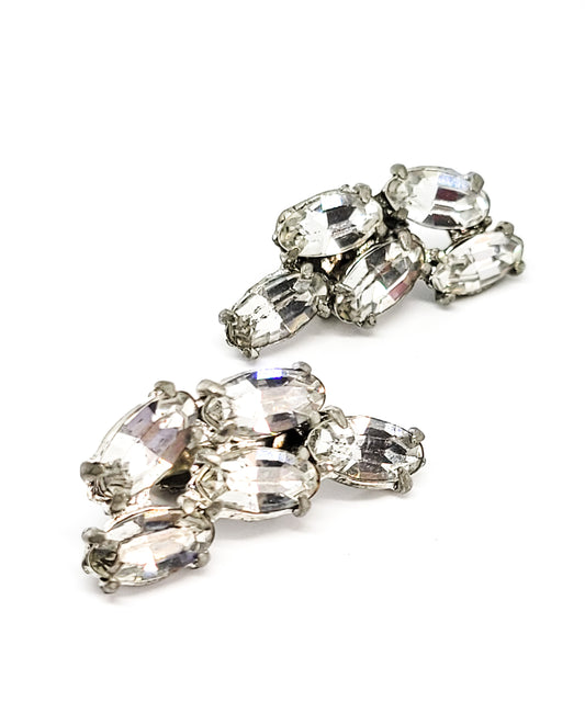 Bright clear rhinestone cluster earrings Pat number 1967965