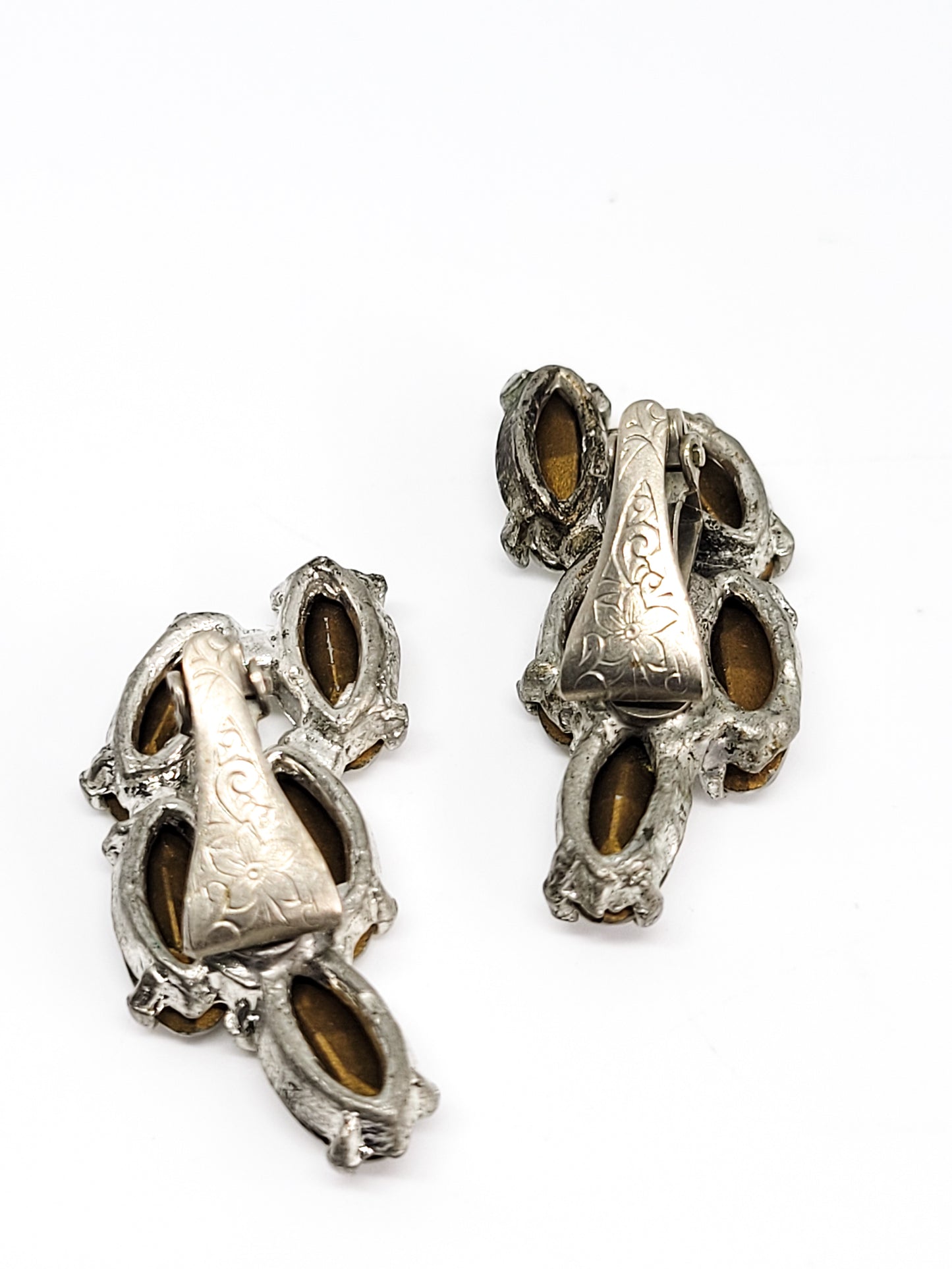 Bright clear rhinestone cluster earrings Pat number 1967965