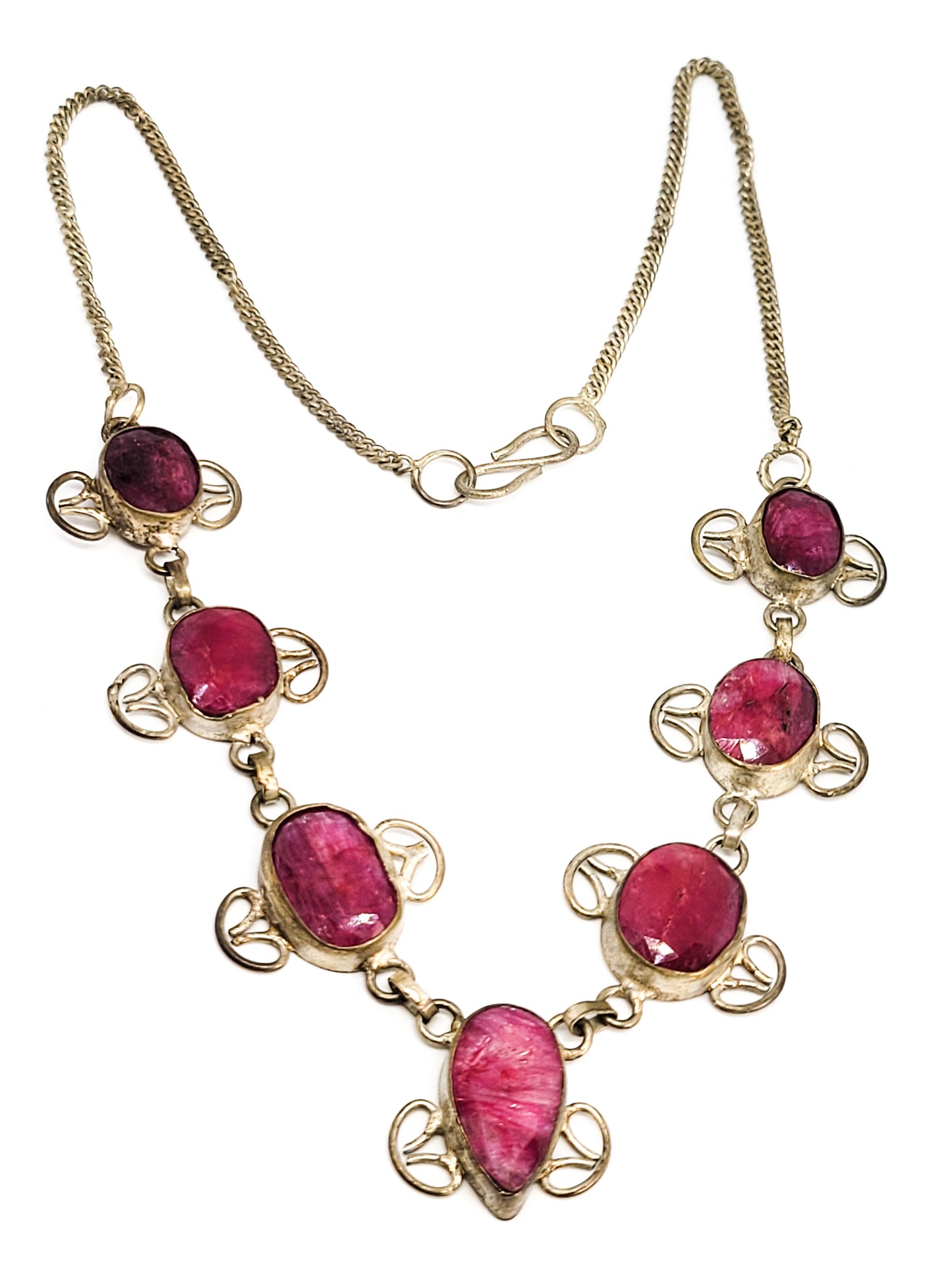 Pink Spinel faceted gemstone vintage tribal bali necklace