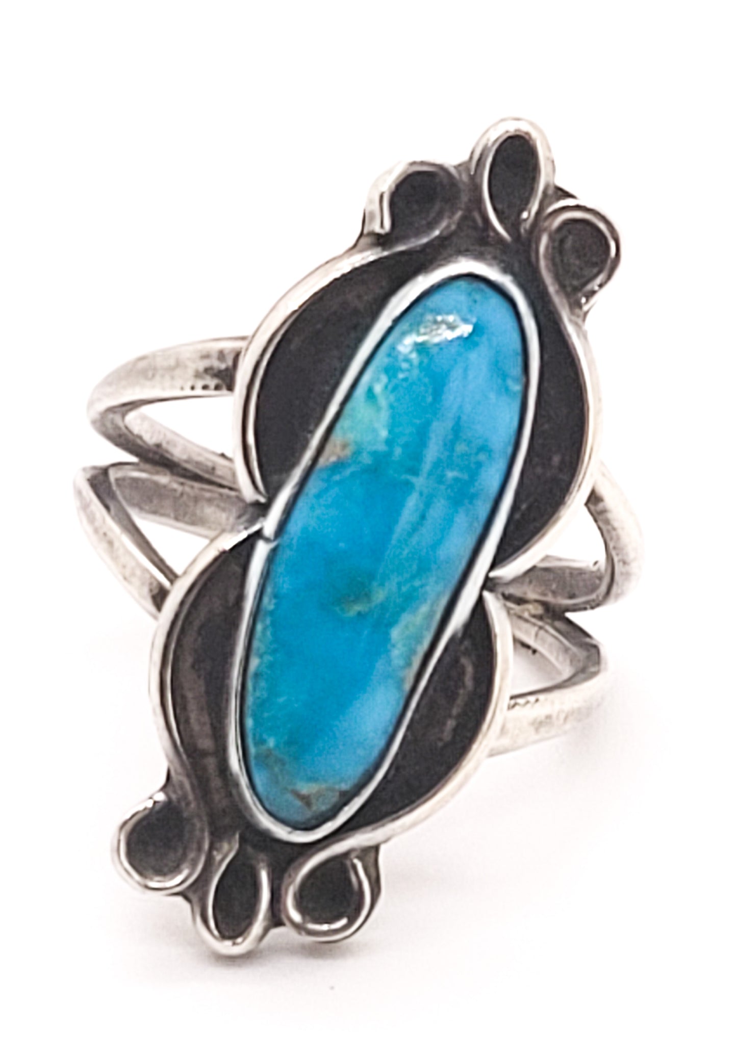 Rose Draper RD Navajo NA turquoise sterling silver vintage ring size 8.5