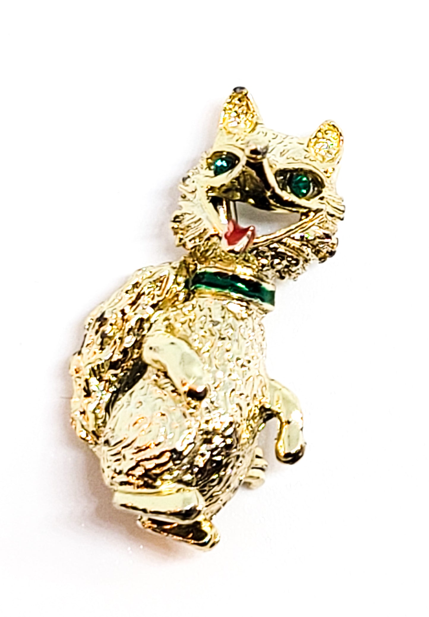 Gerry's signed vintage baby fox brooch with green rhinestone eyes figural pin