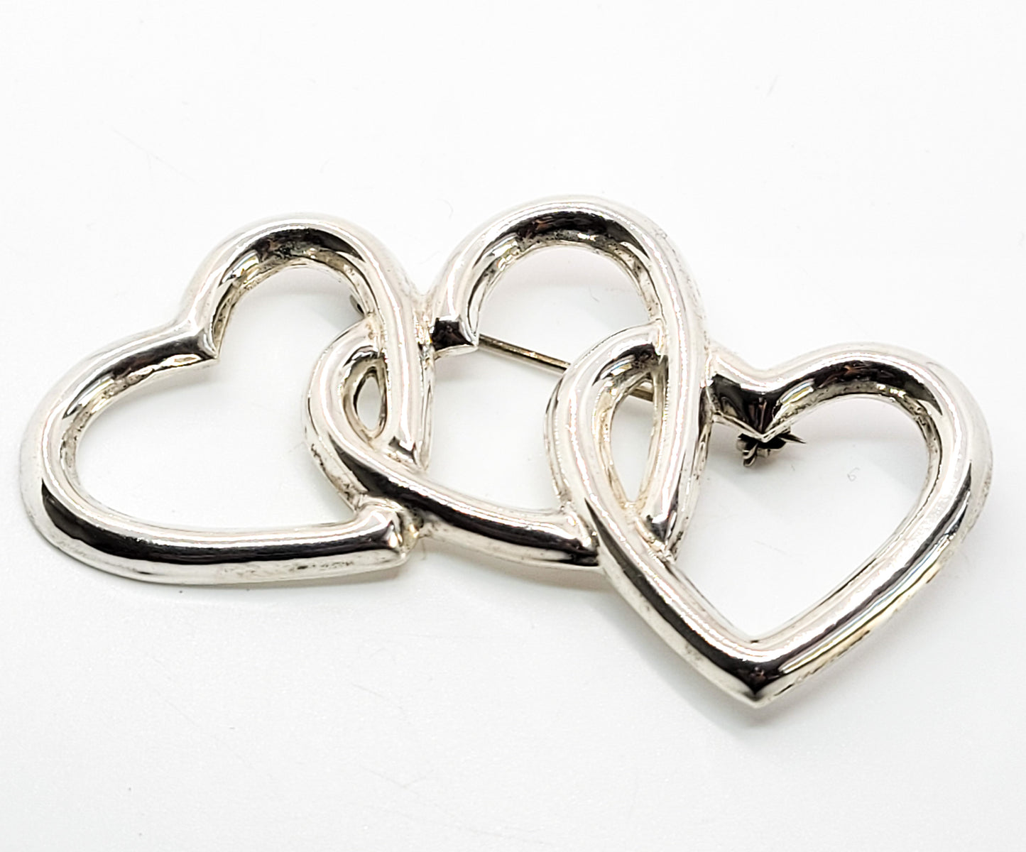 Tripple open heart 3 Love Taxco Mexico signed TR-52 vintage sterling silver brooch 925