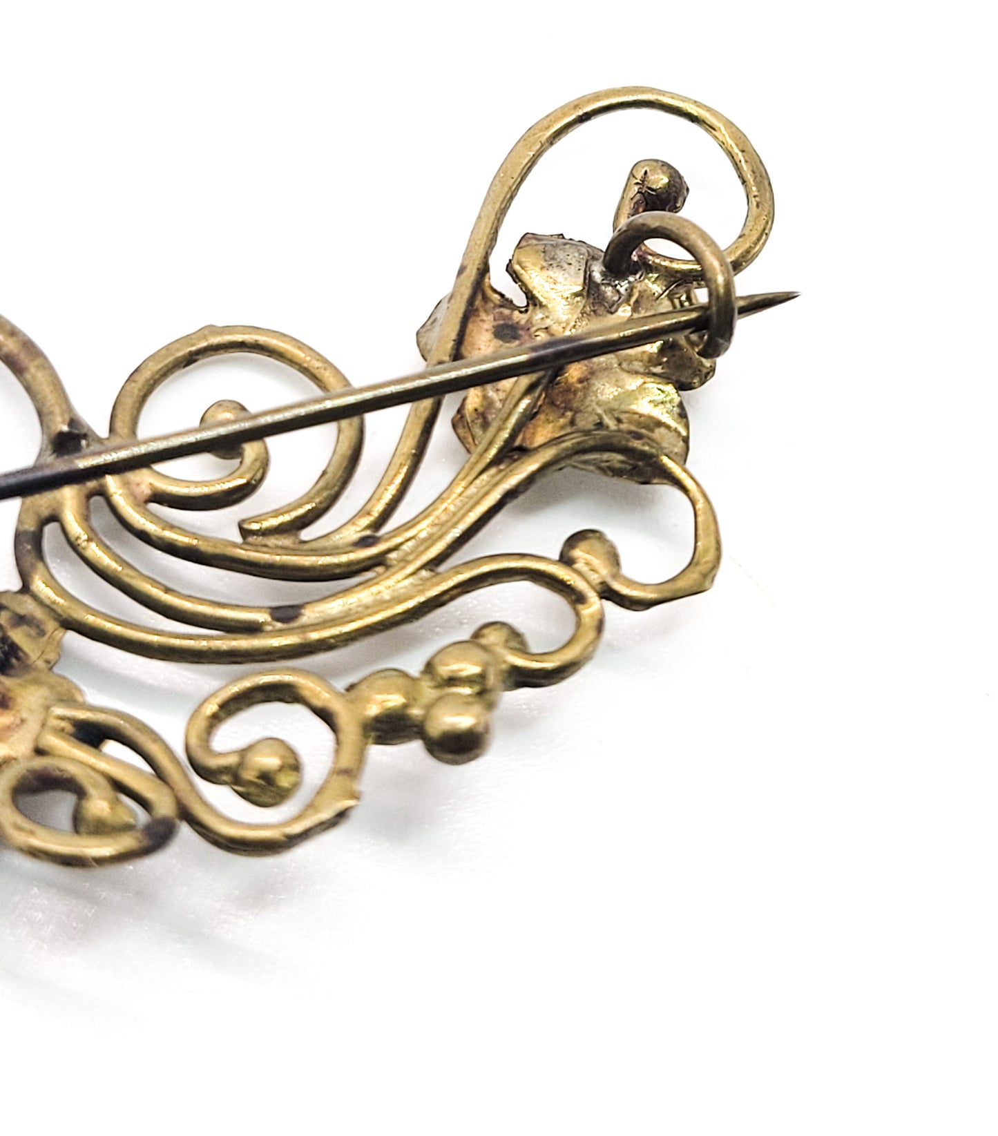 Brutalist handcrafted artisan twisted wire vintage flower brooch