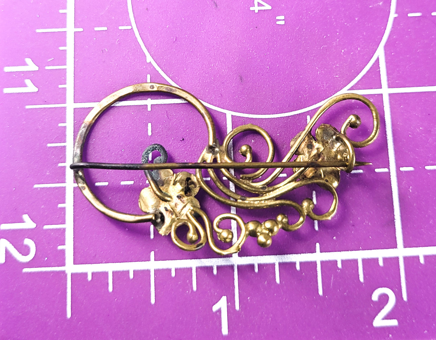 Brutalist handcrafted artisan twisted wire vintage flower brooch