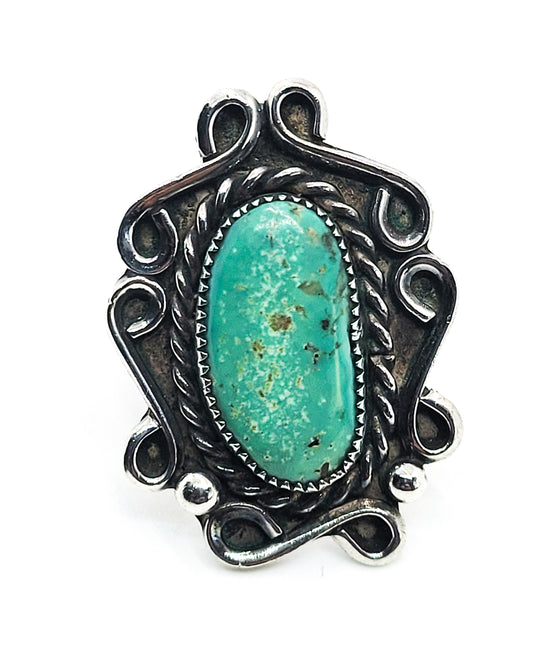 Navajo turquoise sterling silver Artisan vintage sterling silver ring size 7
