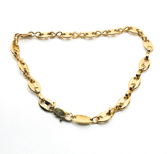 Goldmine USA signed Anchor Marine link vintage yellow gold toned bracelet