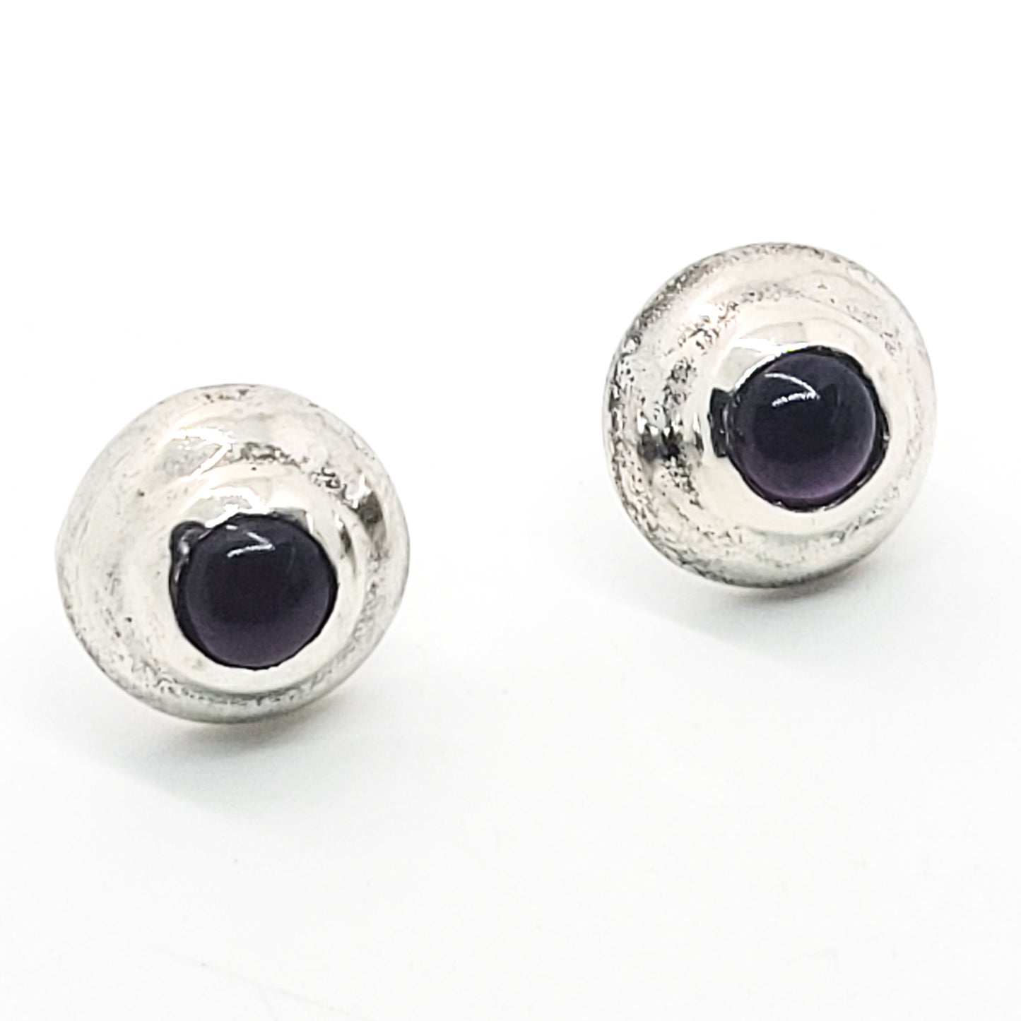 Mexican Amethyst Dome sterling silver vintage stud earrings 925