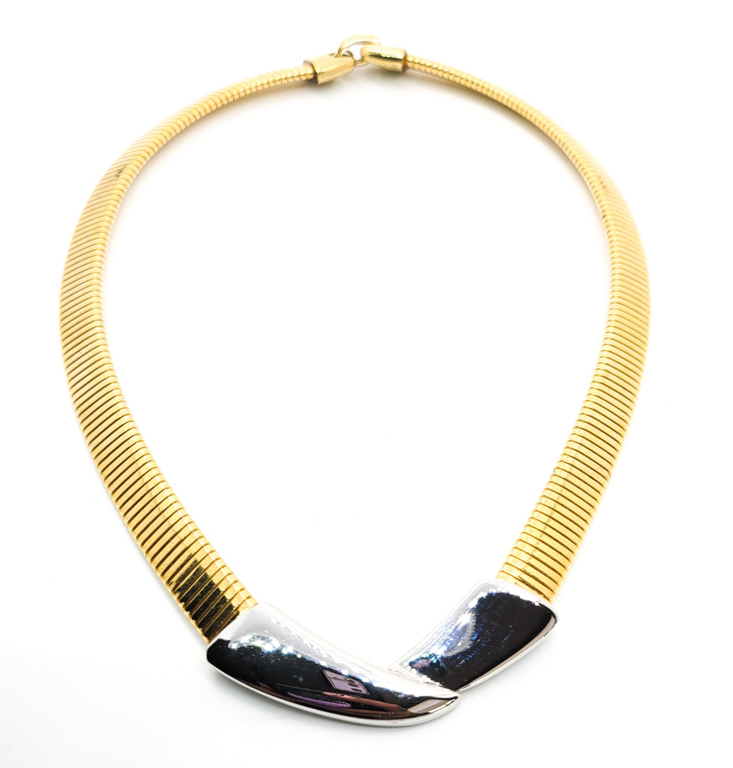 Napier Omega Gold and silver toned retro 80's vintage signed necklace